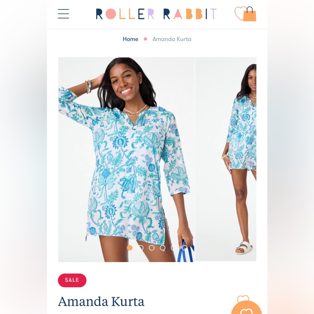 Amanda Kurta Roller Rabbit Tunic 3/4 sleeves